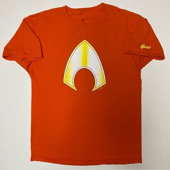 Graphitti Aquaman Symbol Men’s Orange Shirt - Picture 2 of 6